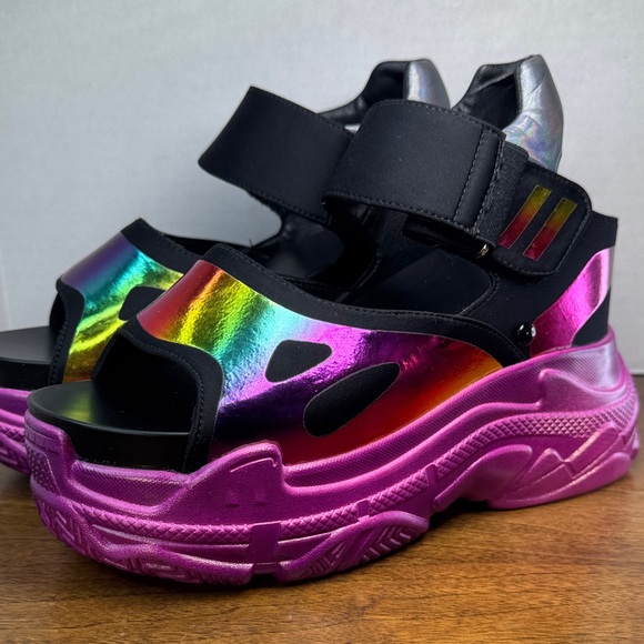 Anthony Wang Shoes - Anthony Wang Bluebery D2 Watch Me Glow Platform Sandals Funky Shoes, Womens 8.5